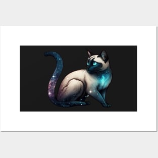 Siamese Cat With Galaxy Full of Stars Posters and Art